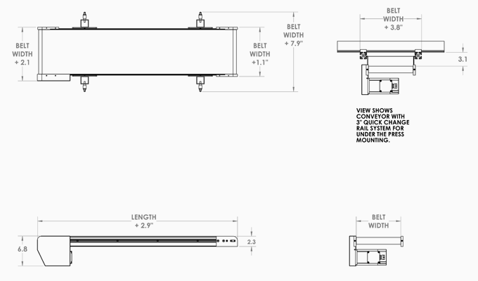 Low Profile Aluminum Conveyor Reference Dimensions